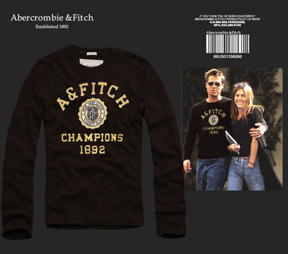 Abercrombie Fitch Hombres De Cuello Redondo Con Gente Fotos Largo Remera AF6026